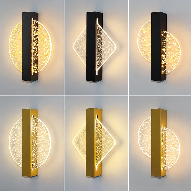 Luxury Acrylic Gold Foil LED Wall Sconce – 10W