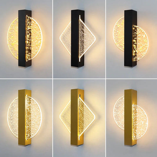 Luxury Acrylic Gold Foil LED Wall Sconce – 10W