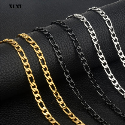 Silver Stainless Steel Figaro Chain for Men