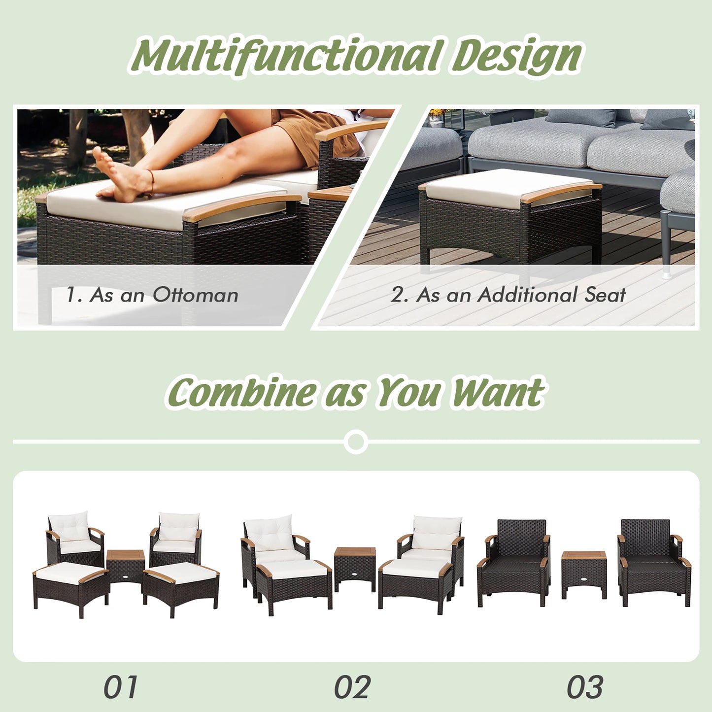 5-Piece Rattan Patio Sofa Set