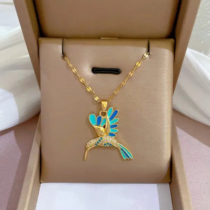Micro Inlaid Zircon Butterfly Necklace