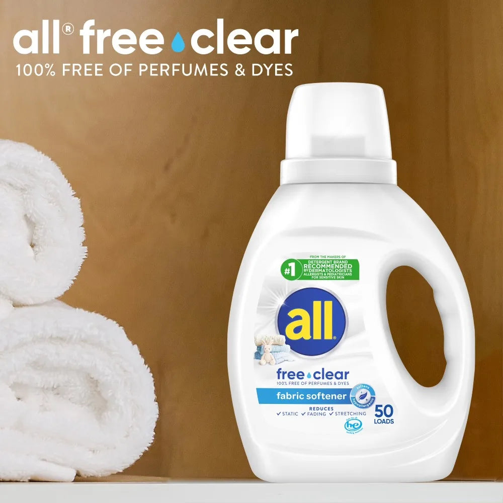 All free clear Liquid Fabric Softener for Sensitive Skin, 34 fl oz, 50 Loads