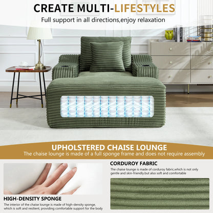 67" Corduroy Indoor Chaise Lounge Chair