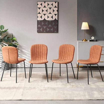 Set of 4 PU Leather Dining Chairs with Metal Legs