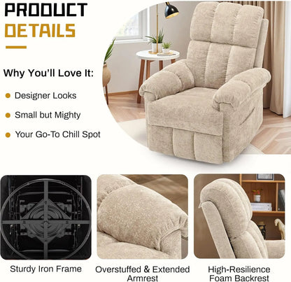Manual Swivel Rocker Recliner Chair for Small Spaces
