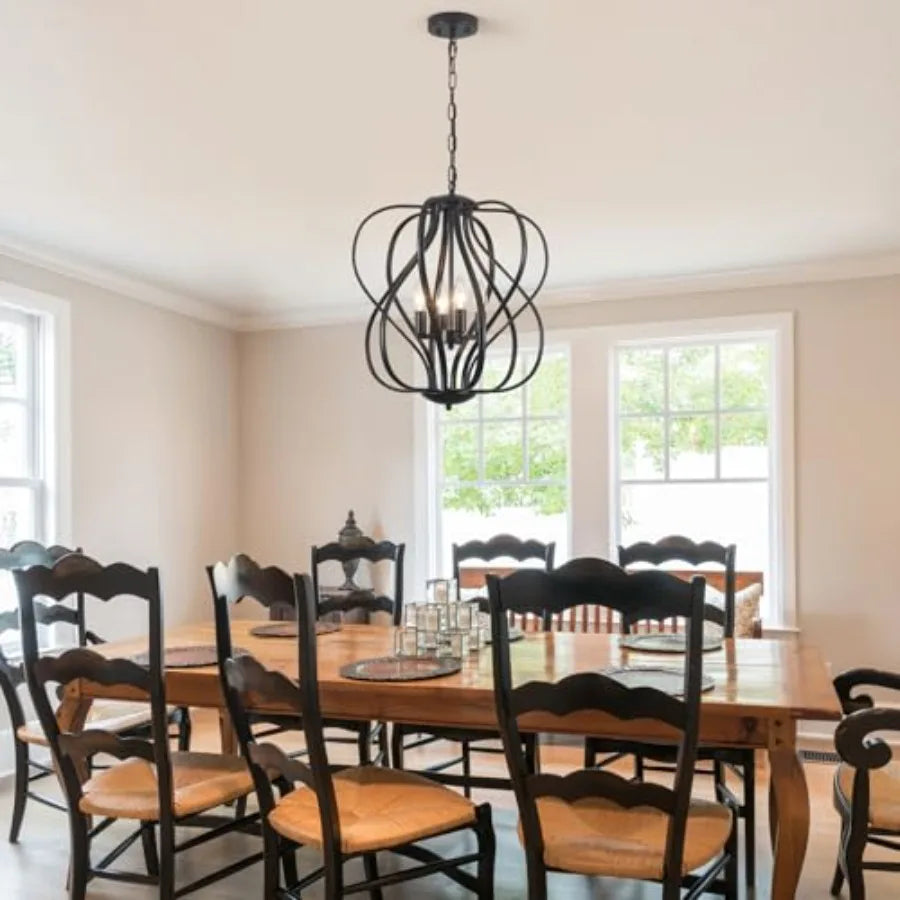 Modern Black Sphere Chandelier for Dining Room,