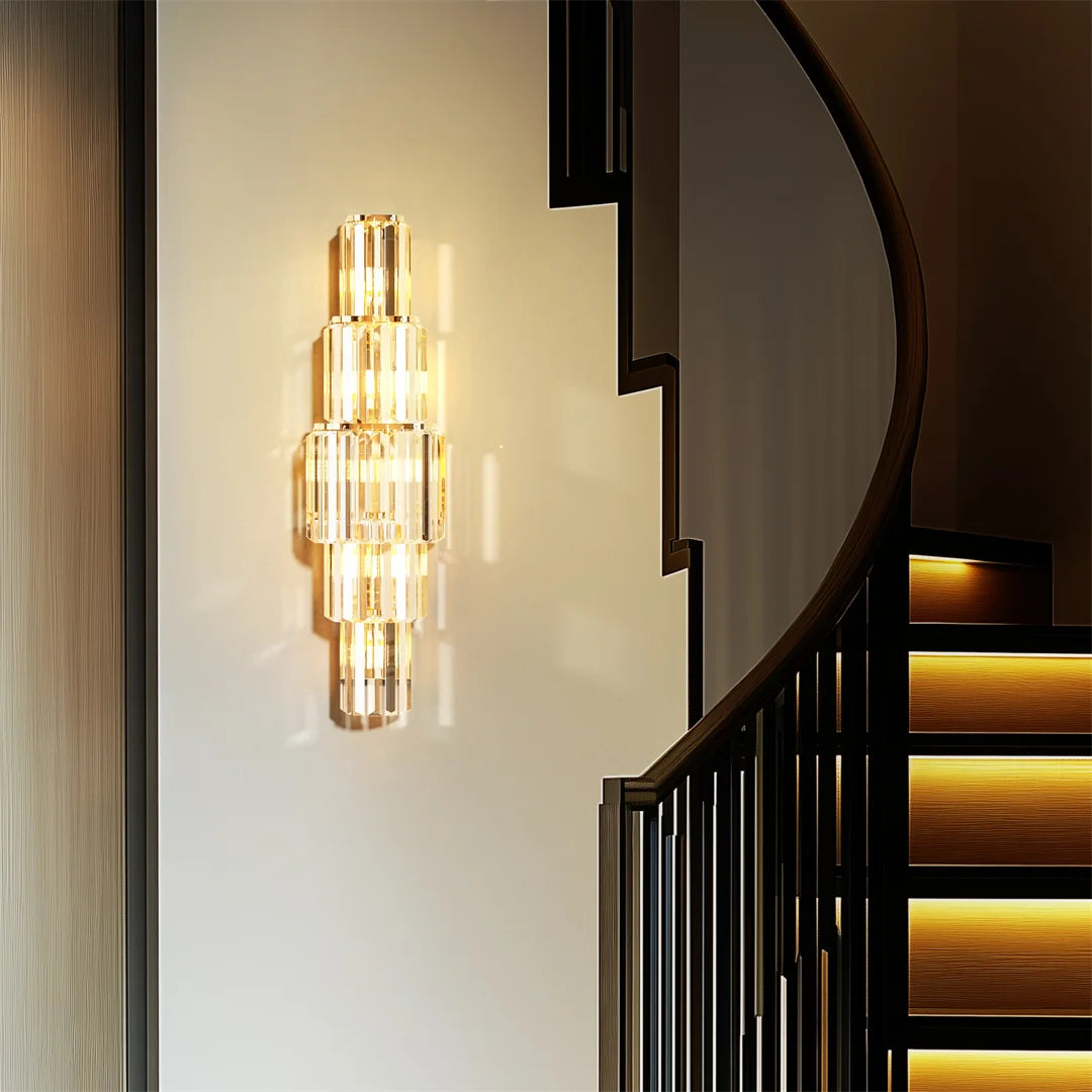 LUVODI 3-Layer Crystal Wall Sconce – E14 LED