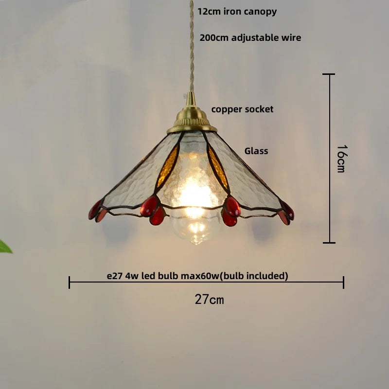 Walnut Wood LED Pendant Light with Glass Shade