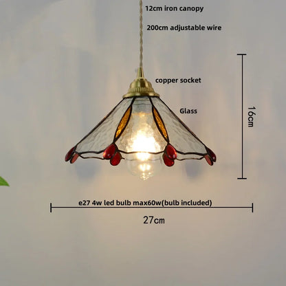 Walnut Wood LED Pendant Light with Glass Shade