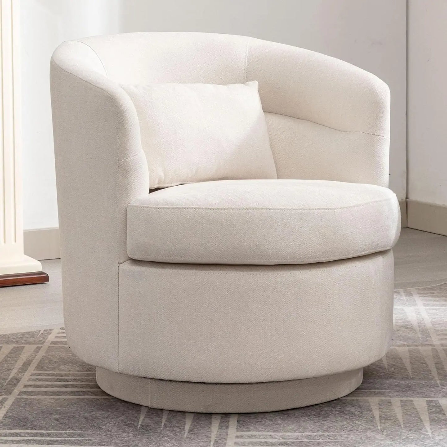 360° Swivel Barrel Accent Chair – Beige
