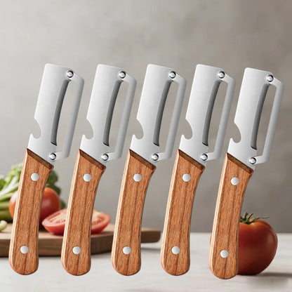 Vegetable Peeler with Wooden Handle for Peeling and Slicing
