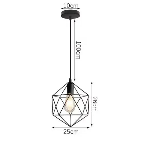 Vintage Wrought Iron Frame Pendant Light – Industrial Ceiling Chandelier for Restaurant & Home
