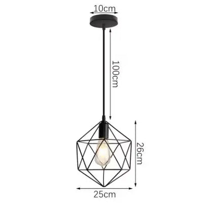 Vintage Wrought Iron Frame Pendant Light – Industrial Ceiling Chandelier for Restaurant & Home