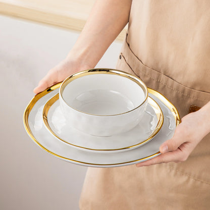 LOVECASA Gold Rim Dish Set