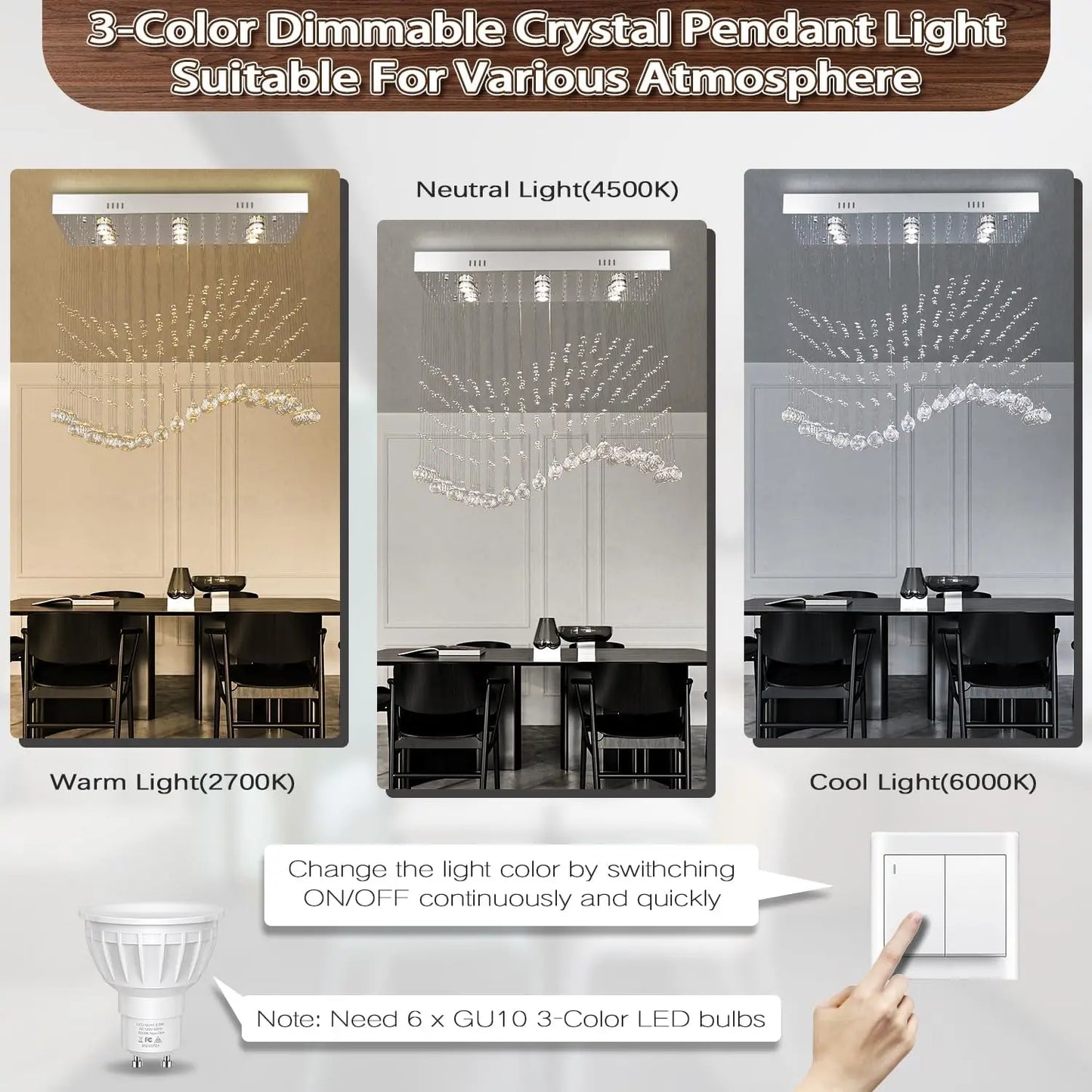 Rectangular Linear Crystal Chandelier for Kitchen Island,