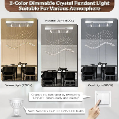 Rectangular Linear Crystal Chandelier for Kitchen Island,