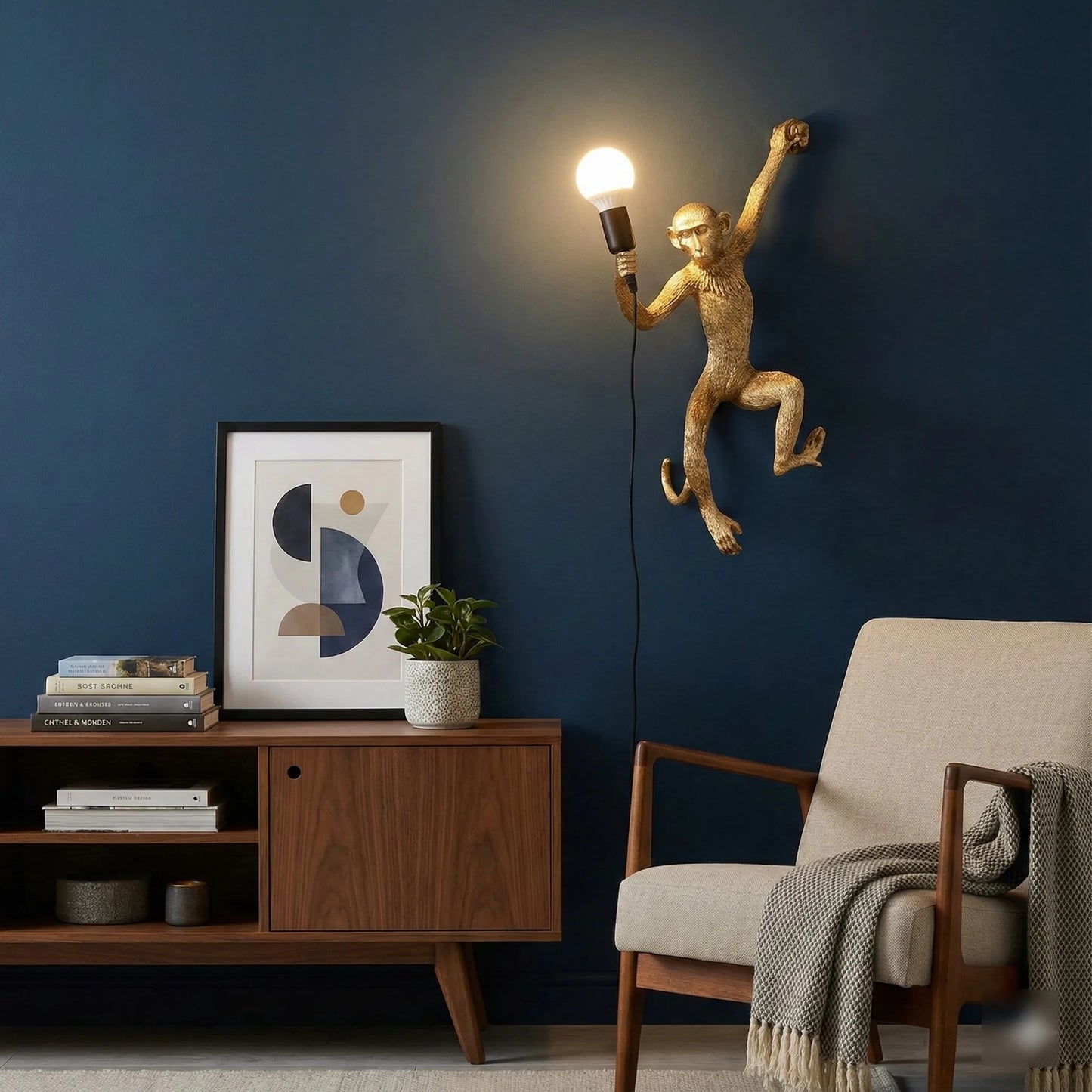 Gold Monkey Wall Lamp