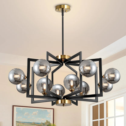 Modern Bubble Chandelier Black Glass Globe Decer