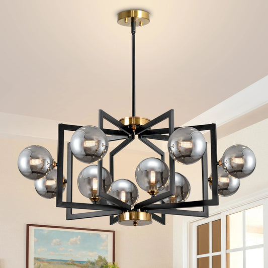 Modern Bubble Chandelier Black Glass Globe Decer