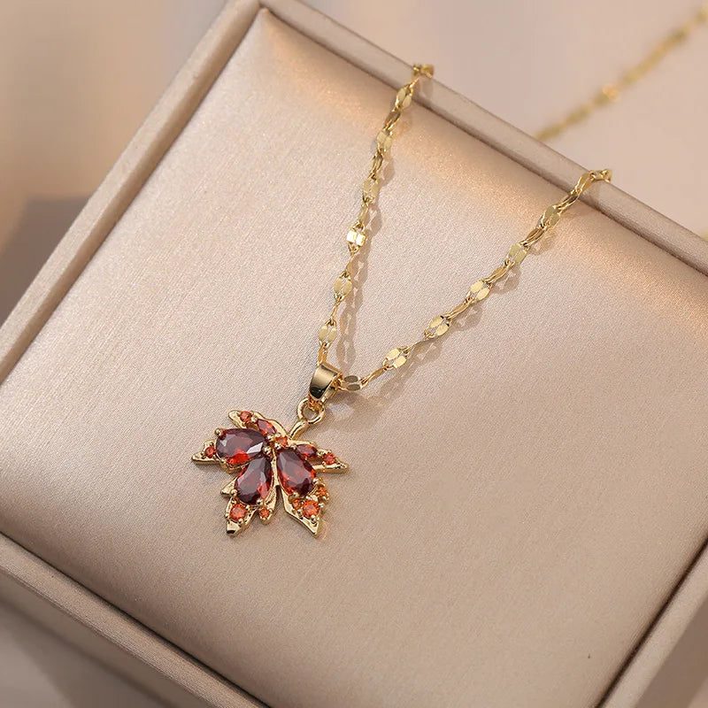 Micro Inlaid Zircon Butterfly Necklace