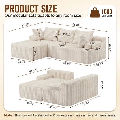 Modern L-Shape Deep Seat Sectional Sofa