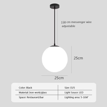 Nordic Glass Ball Pendant Light – Brass Black Hanging Lamp