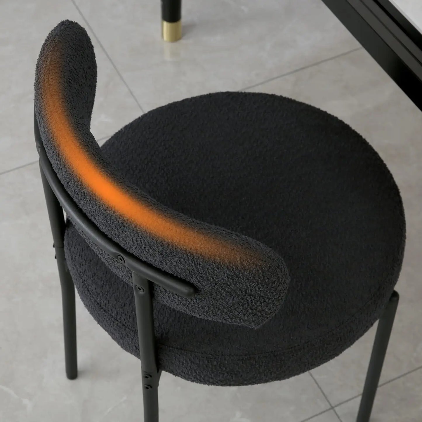 Black Boucle Dining Chairs Set of 4