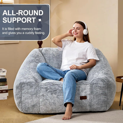 Giant Memory Foam Bean Bag Chair – Grey Two-Tone