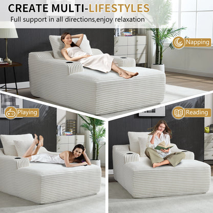 67" Corduroy Indoor Chaise Lounge Chair
