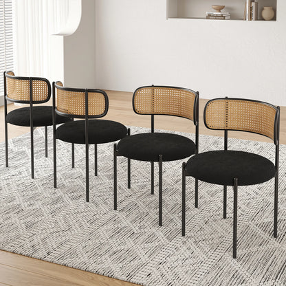 Rattan Back Dining Chairs Set of 4