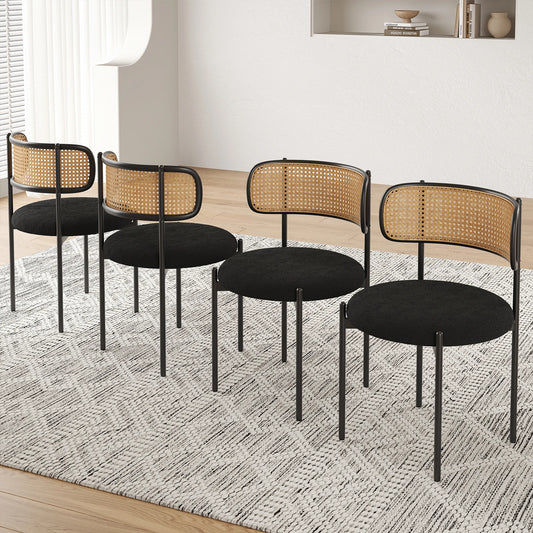 Rattan Back Dining Chairs Set of 4