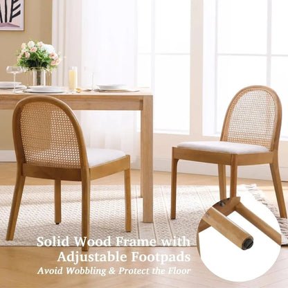 Linen Cane Back Dining Chairs (Set of 2)