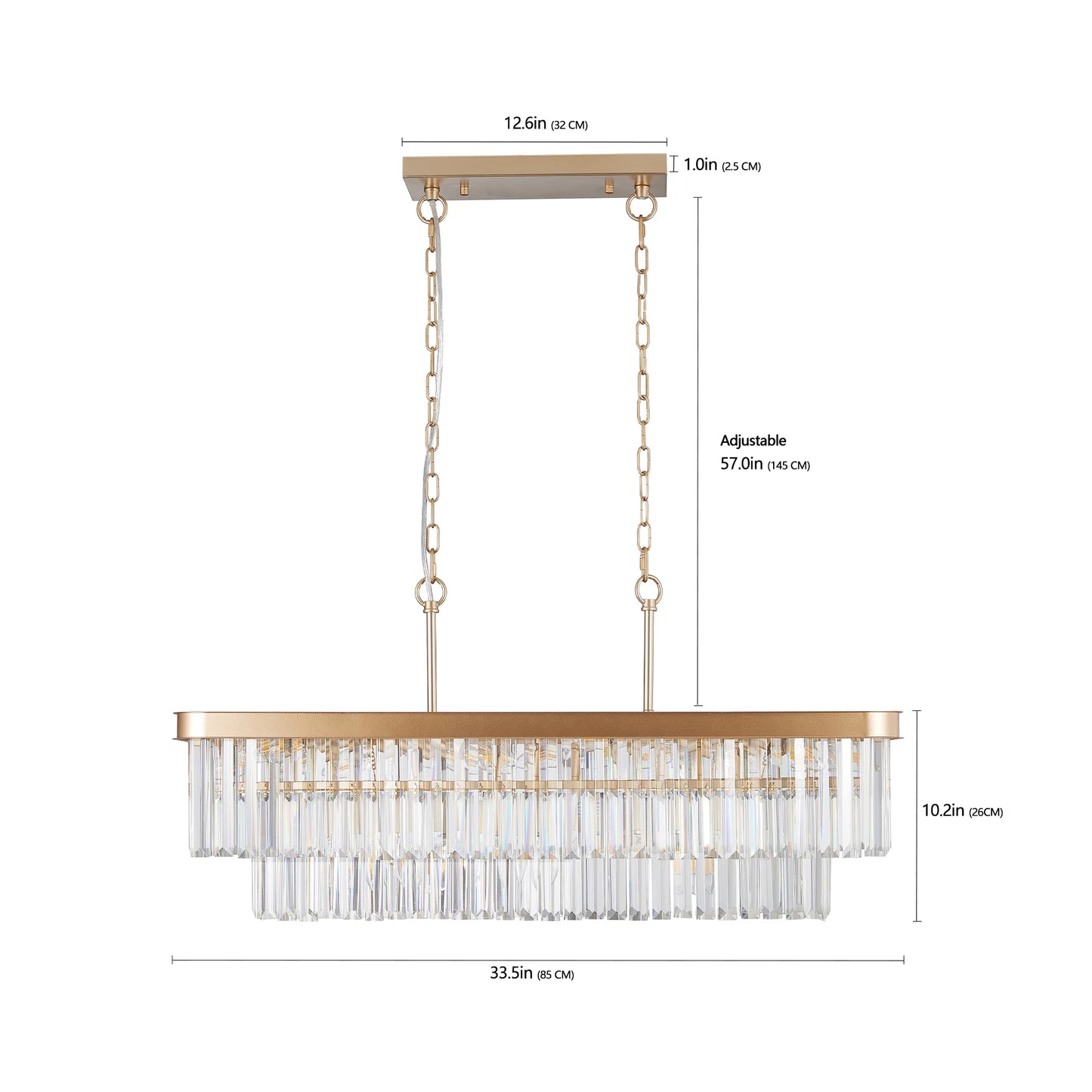 33.5" Industrial Crystal Chandelier