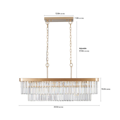33.5" Industrial Crystal Chandelier