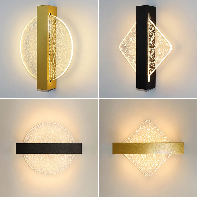 Luxury Acrylic Gold Foil LED Wall Sconce – 10W