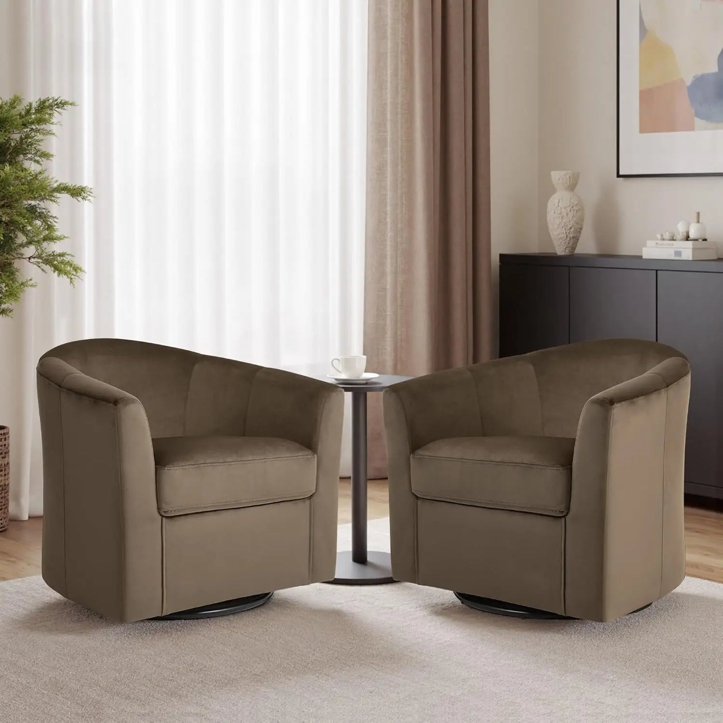 Modern Swivel Barrel Accent Chair Set of 2