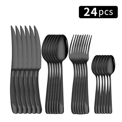 24 PCS Stainless Steel Knife & Fork Set