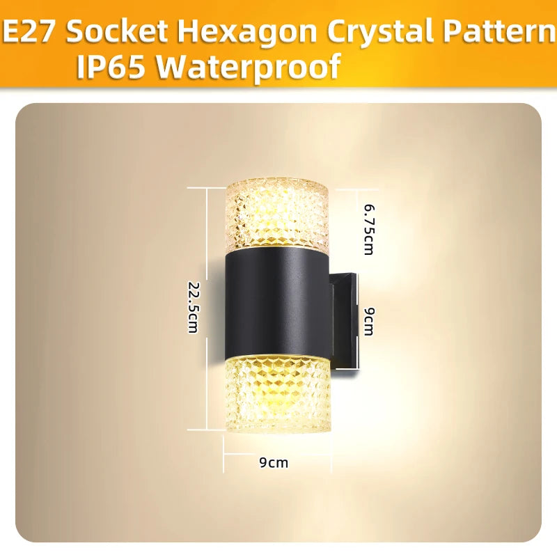 Modern Outdoor Waterproof Square Wall Lamp (E27)