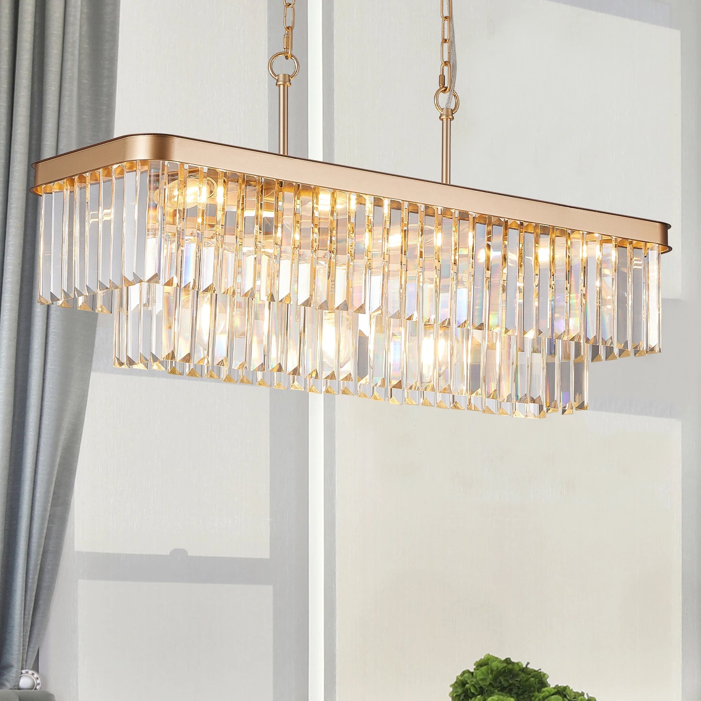 33.5" Industrial Crystal Chandelier