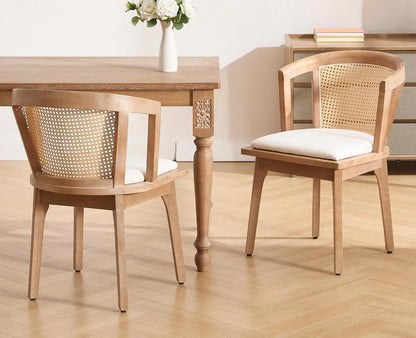 Rattan Mid-Century Dining Chairs (Set of 2)