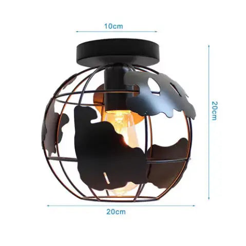 Vintage Wrought Iron Frame Pendant Light – Industrial Ceiling Chandelier for Restaurant & Home
