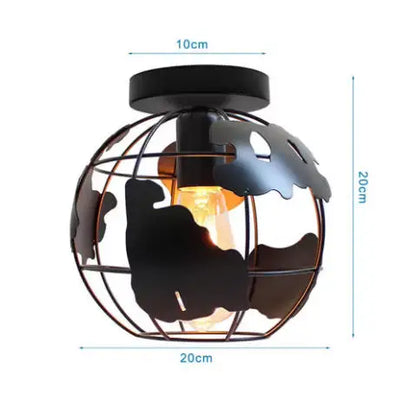 Vintage Wrought Iron Frame Pendant Light – Industrial Ceiling Chandelier for Restaurant & Home