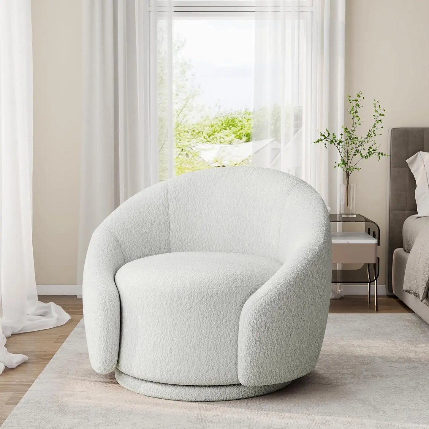 Small Swivel Barrel Accent Chair – No Assembly