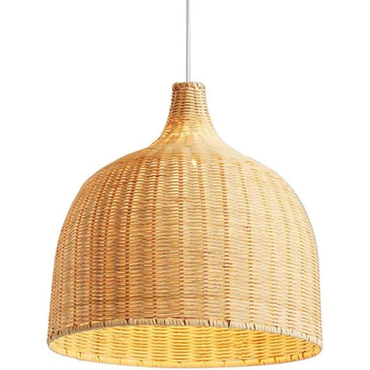 Boho Bamboo Rattan Pendant Chandelier – Handwoven E27 Ceiling Lamp for Bedroom & Kitchen Island