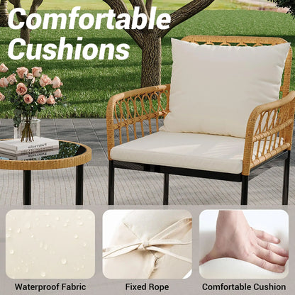 4-Piece Rattan Patio Furniture Set
