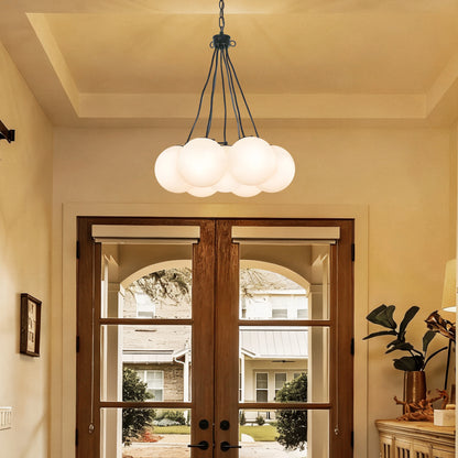 White Bubble Glass Chandelier Modern Cream Style