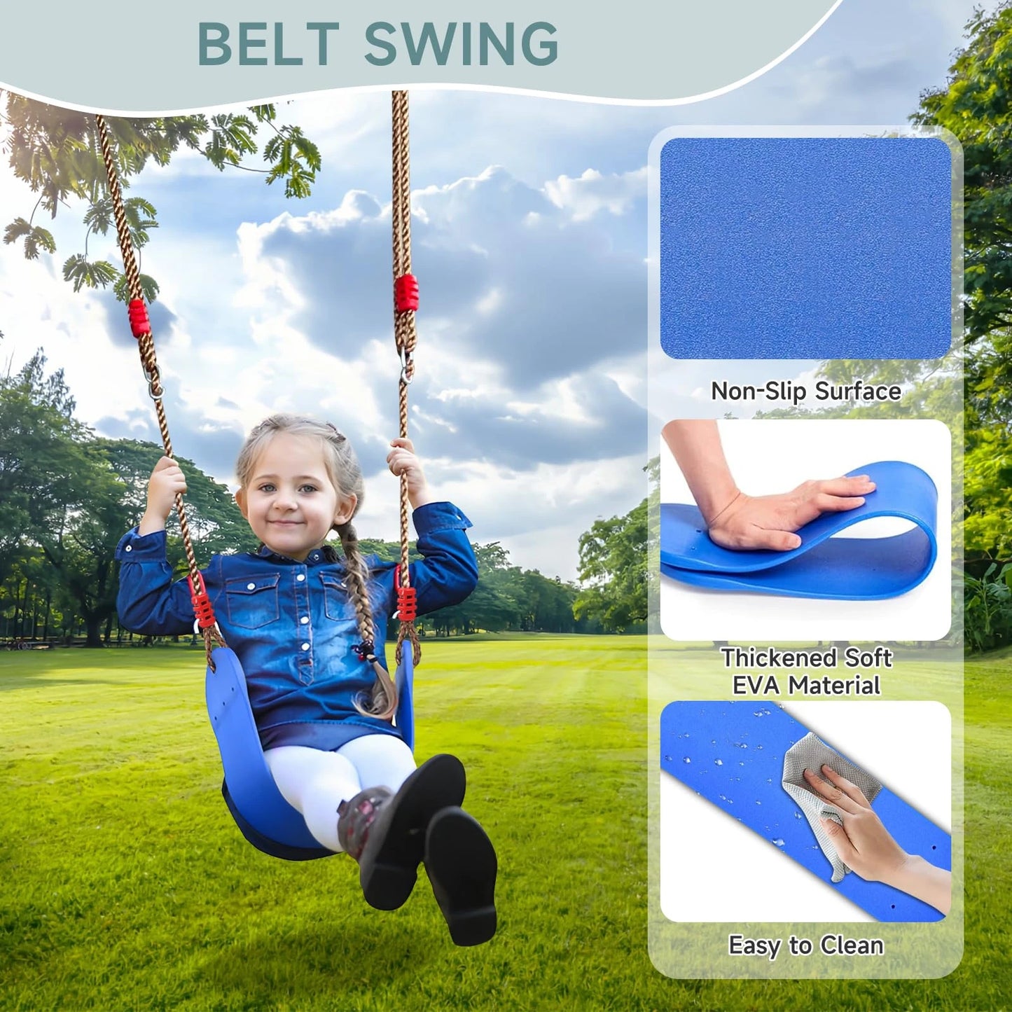 Kids Swing Set with Slide & Saucer