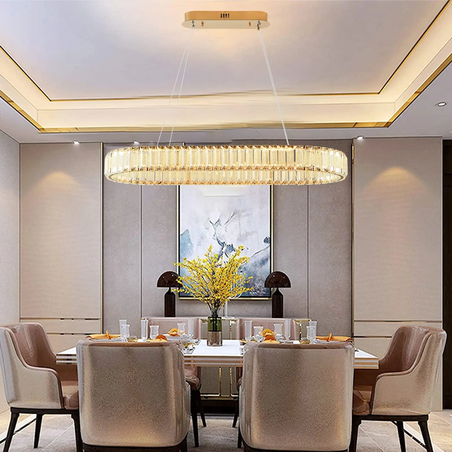 Oval gold pendant lamp,