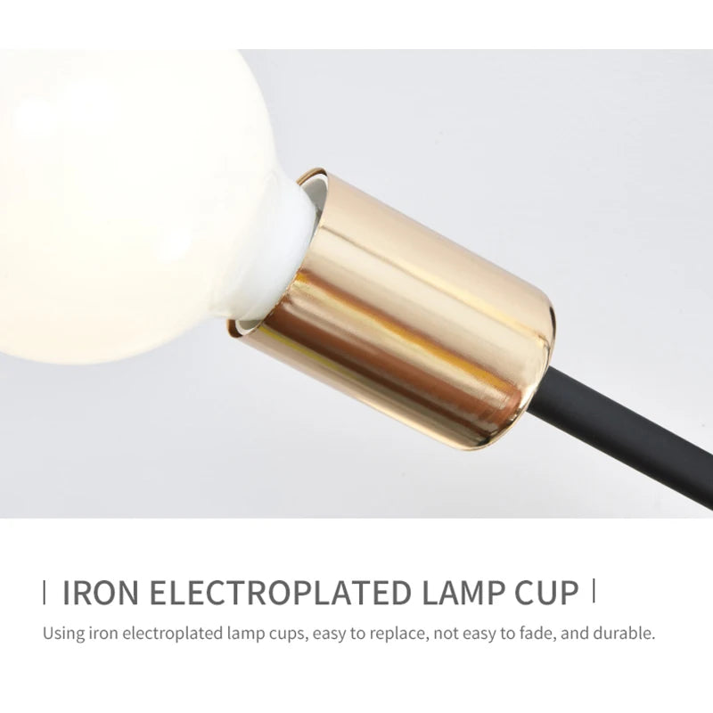 Industrial Wrought Iron 6-Light Ceiling Lamp