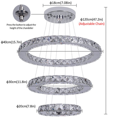 French Crystal LED Pendant Ceiling Light
